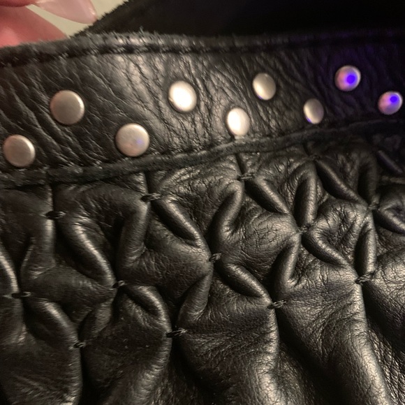 Lucky 🍀 brand black hobo bag with silver rivets euc - Picture 5 of 10